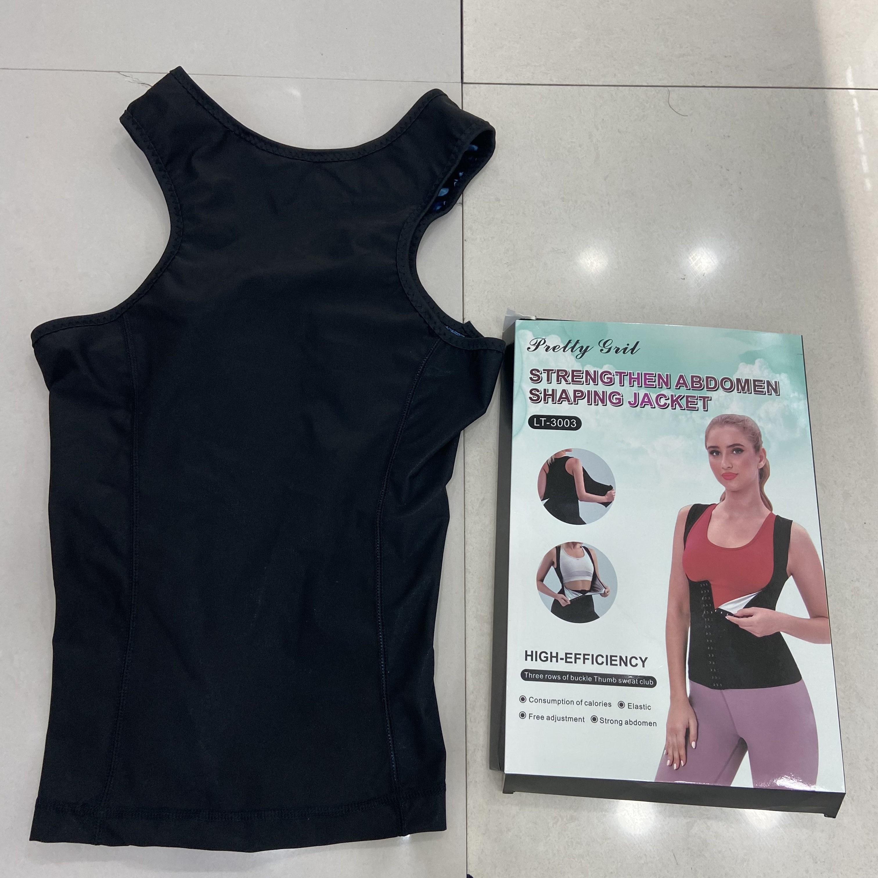 暴汗服女排扣背心调节收腹紧身排汗衣塑形运动服