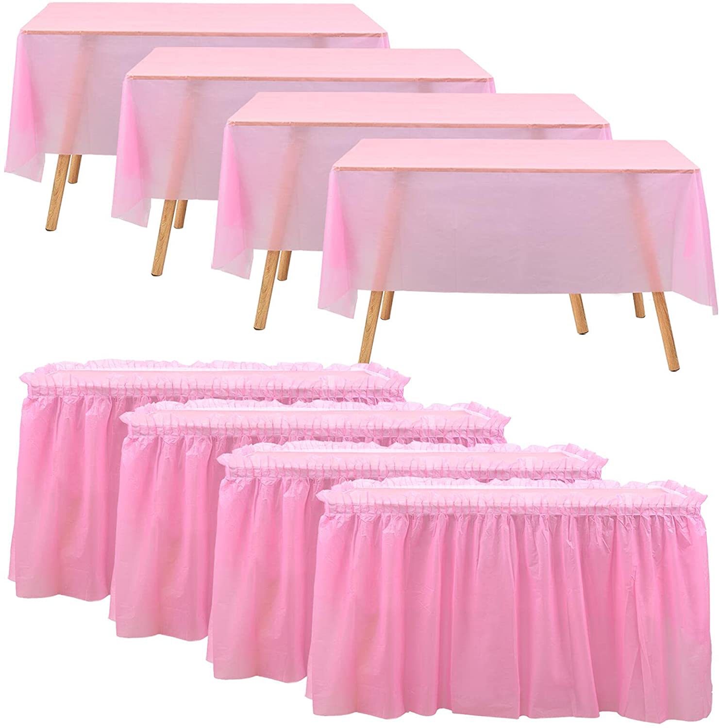 跨境桌围桌布PEVA防水生日派对婚庆聚会招待一次性装饰桌裙套装 