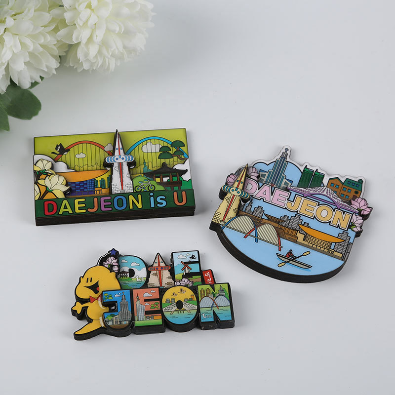 Creative Cartoon Message Refrigerator Sticker Personality Wood Refrigerator Magnetic Sticker 3D Three-Dimensional Scenic Spot Tourism Memorial Magnet full figure