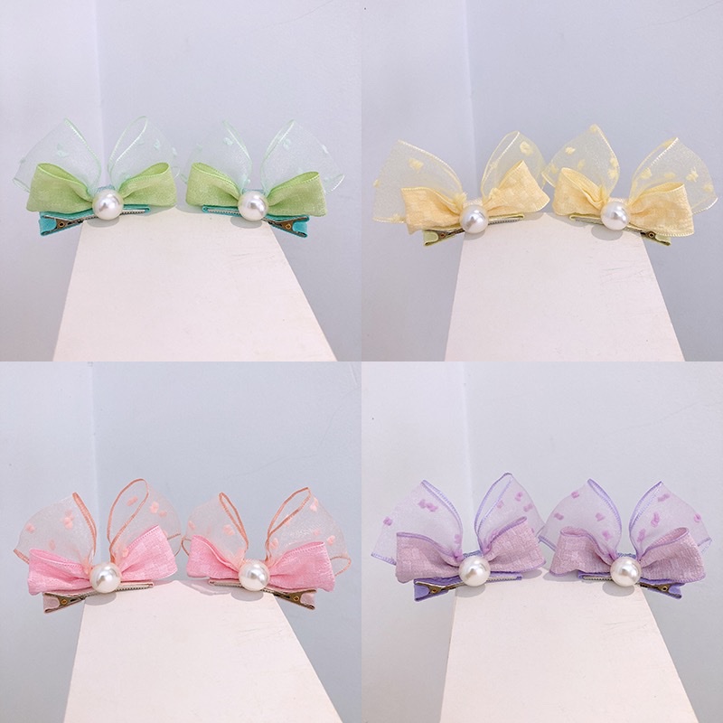 Children's hair clips for spring and summer, fresh princess bow, three-dimensional girl side clip, pair clip, baby top clip, broken hair clip Specification image