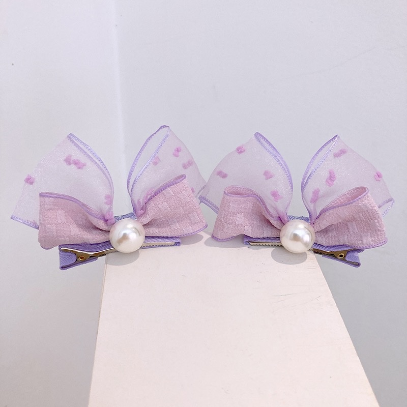 Children's hair clips for spring and summer, fresh princess bow, three-dimensional girl side clip, pair clip, baby top clip, broken hair clip Item Picture