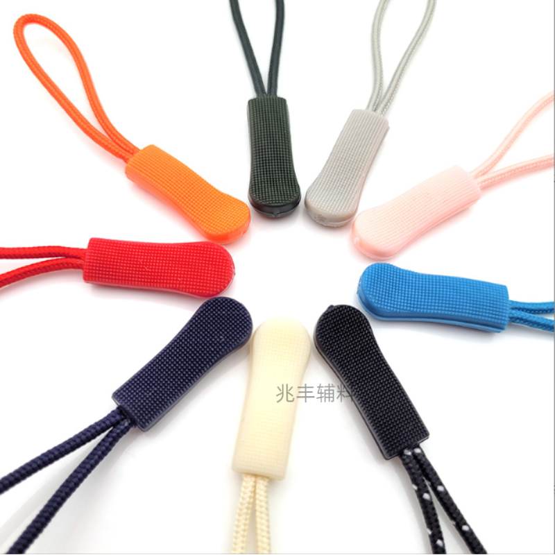 Zipper head injection-molded pull cord, zipper lanyard, clothing, bag, tool bag accessories, pull loop rope, plastic pull cord, colorful details Picture