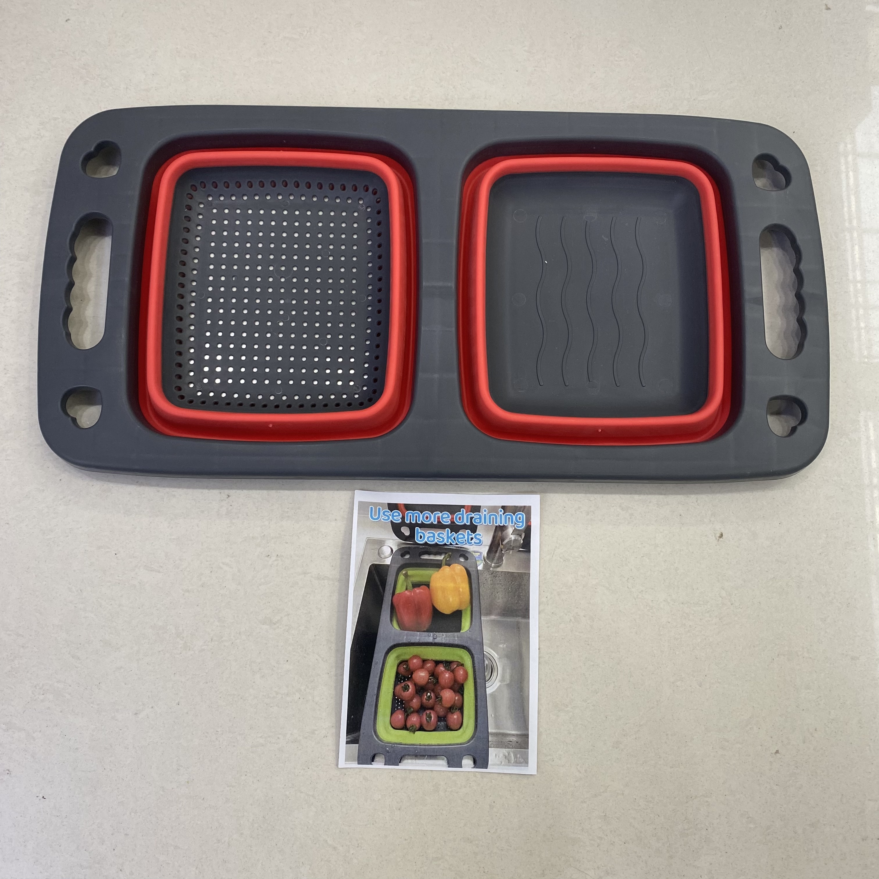 折叠沥水篮方形水果篮折叠洗菜篮厨房蔬果沥水篮图