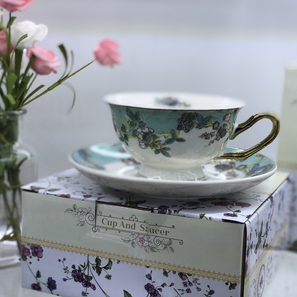 New ceramic coffee cup and saucer set, light luxury and retro coffee cups Specification image