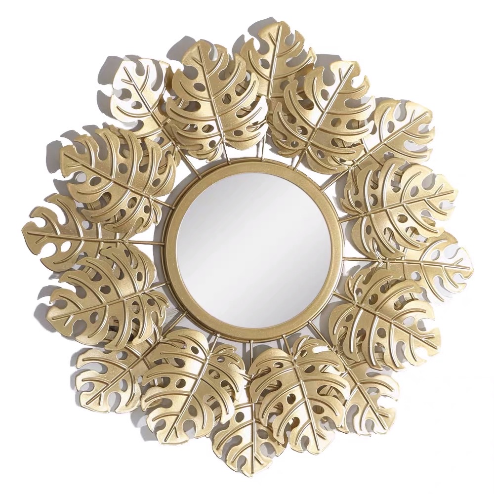 Factory direct sales of ironwork wall-mounted mirrors for living rooms, bedrooms and hotel decoration. Round mirrors, European style gifts, Nordic style, exquisite and grand. Source factory ironwork, painted, no rust, many styles details Picture