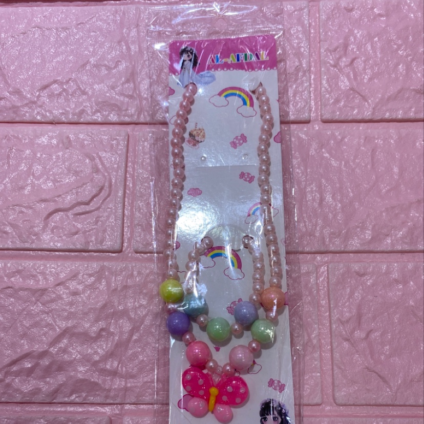 Children's Pearl necklace AB bead necklace bracelet set thumbnail