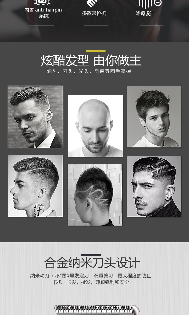 DALING-1216USB Hair Clipper, electric hair clipper, Silver digital display electric hair clipper, Adult oil hair engraving clipper, hair shaving God Cross-border wholesale pic 2