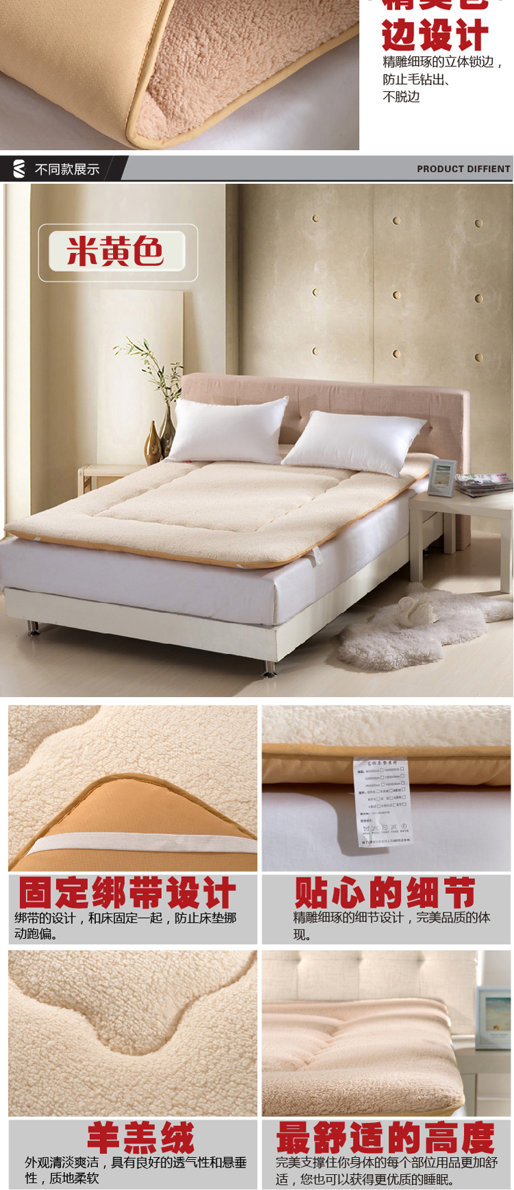 床上用品家纺床单被套四件套新品 羊羔绒床垫 舒适柔软回弹垫子床褥-白色羊羔绒详情3