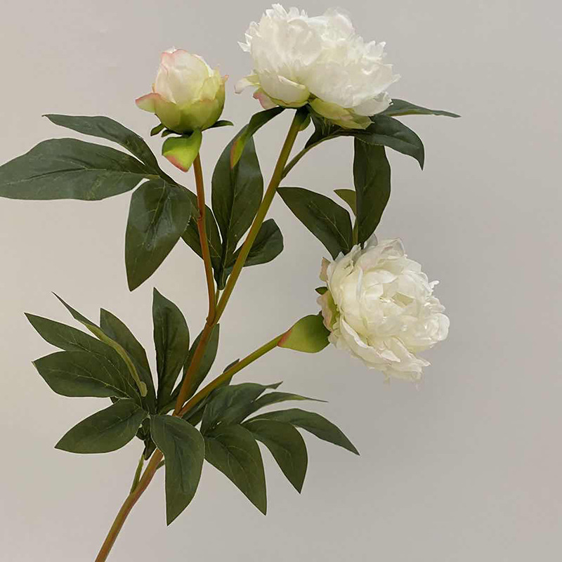 New Chinese-style high-end 3-head lotus and peony home hotel soft decoration wedding hall photography props, hand-held artificial flowers. pic 3