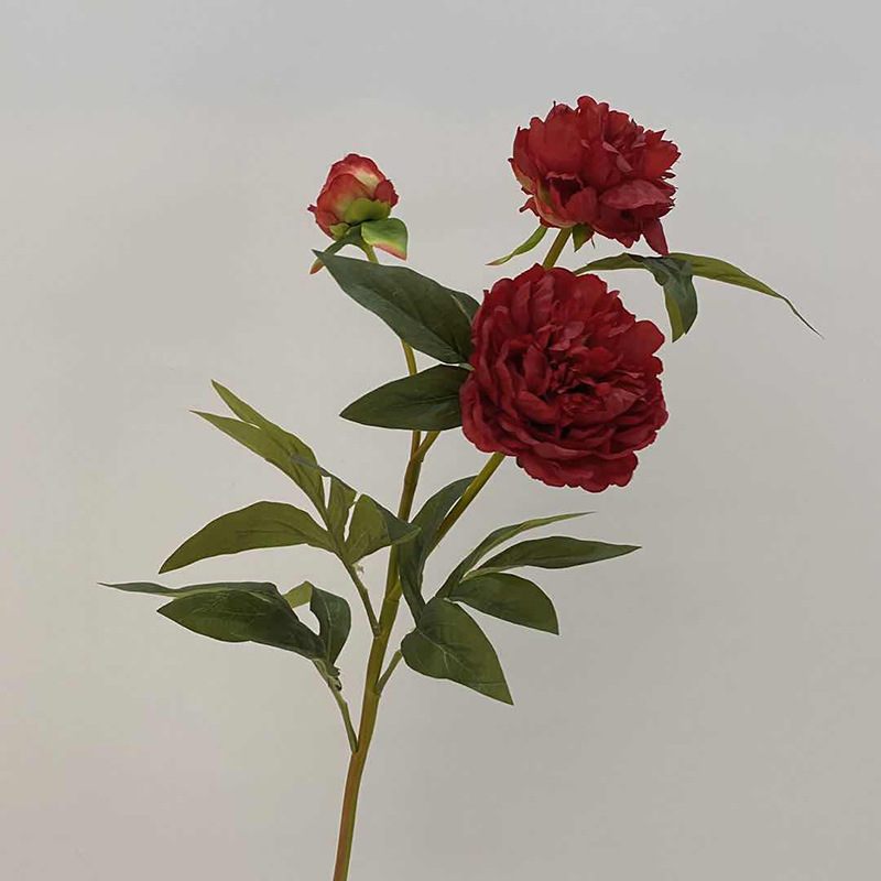 New Chinese-style high-end 3-head lotus and peony home hotel soft decoration wedding hall photography props, hand-held artificial flowers. pic 7