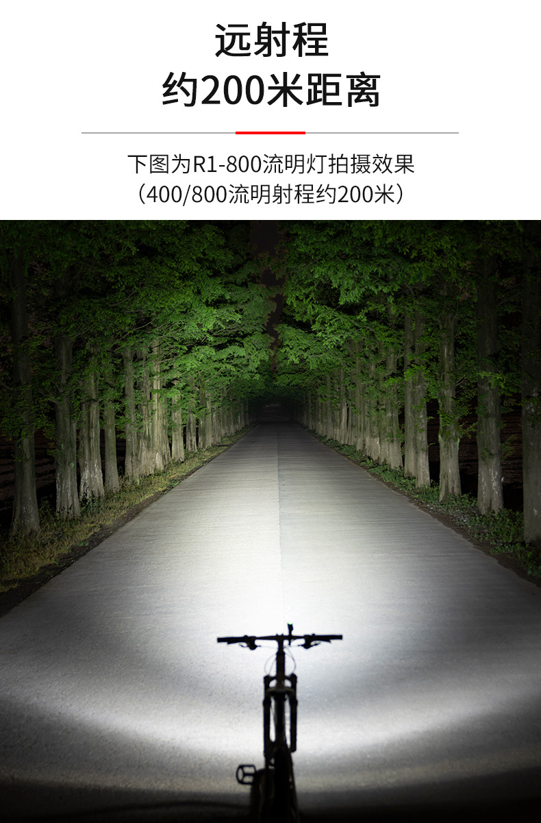 BK08铝合金2T6强光自行车前灯USB充电带电量显示自行车灯 骑行照明灯详情4