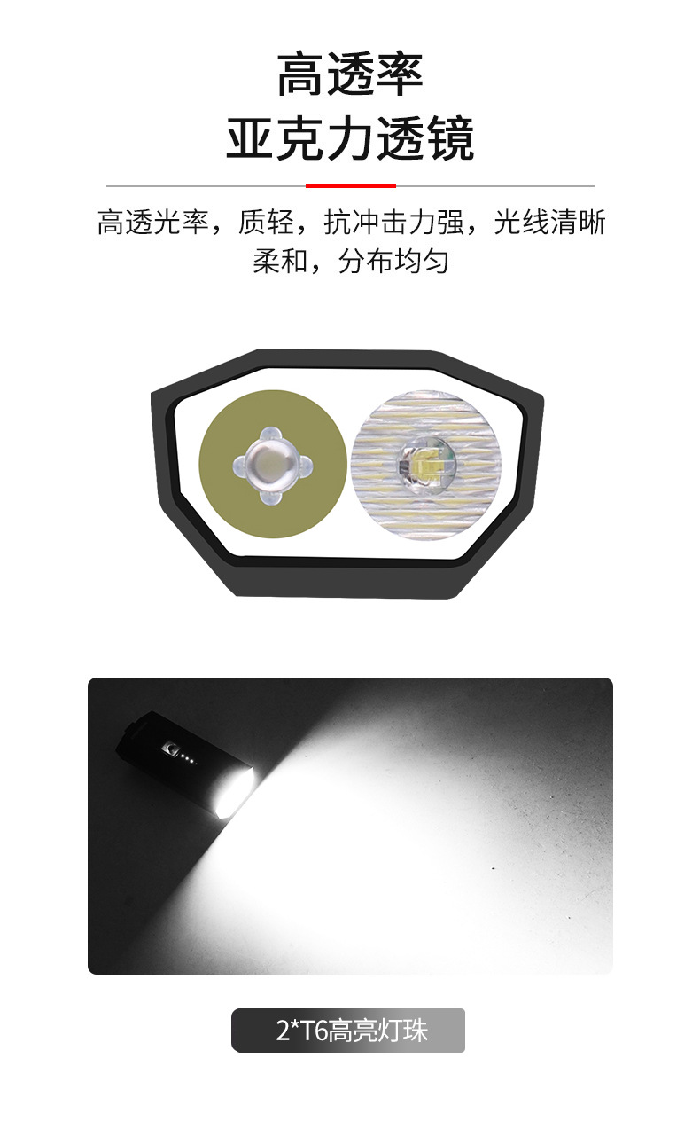 BK08铝合金2T6强光自行车前灯USB充电带电量显示自行车灯 骑行照明灯详情6