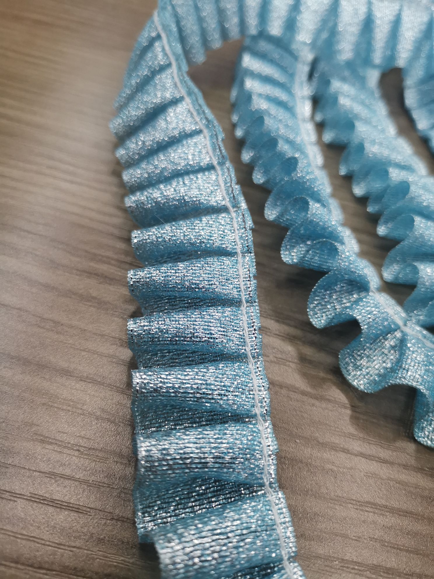 Blue 8-point scallion ribbon, woven ribbon, silver ribbon