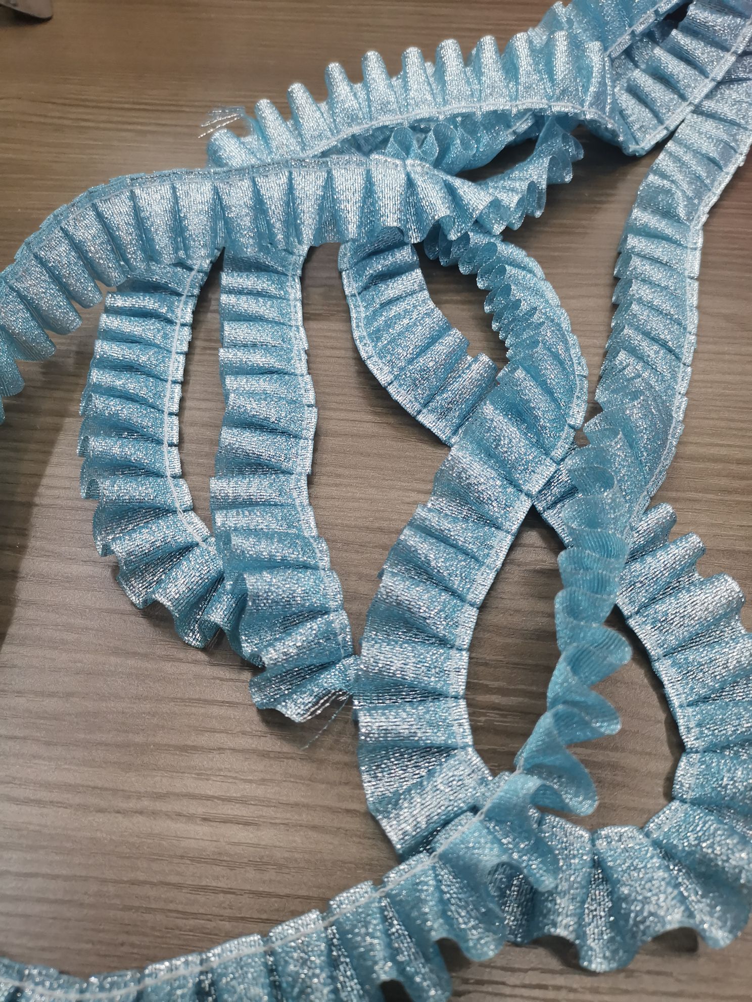 Blue 8-point scallion ribbon, woven ribbon, silver ribbon details Picture