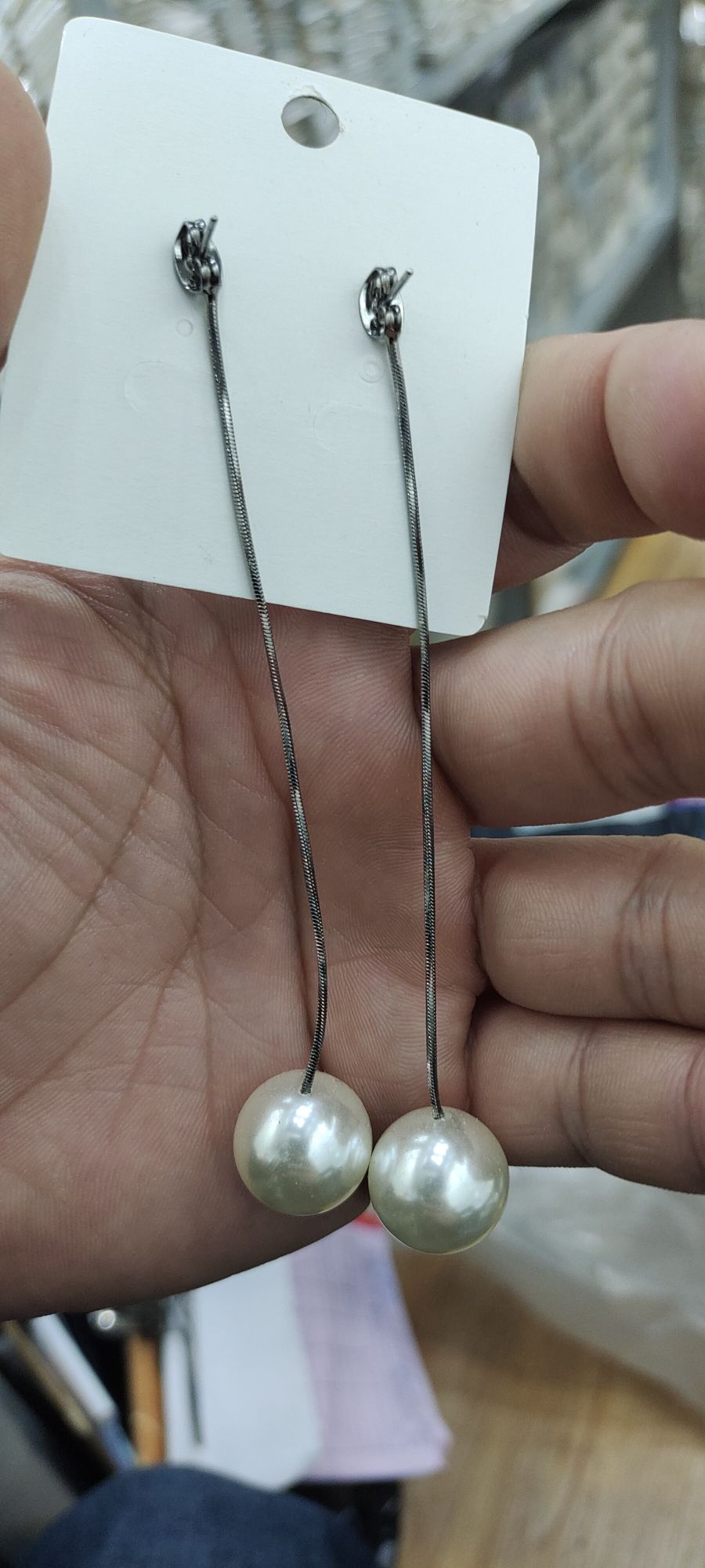 Long chain earrings, long chain Korean imitation jewelry, pearl chain pendant, Billon -59 details Picture