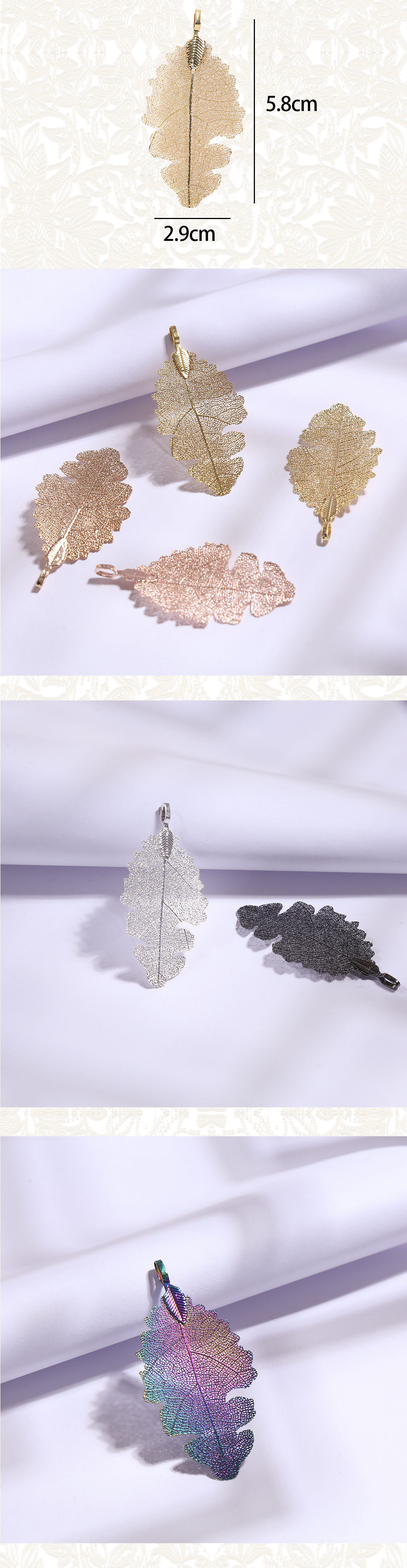 Cross-border natural leaf pendants, cut rubber leaf earrings, accessories, necklaces, diy handicrafts, semi-finished products wholesale pic 4