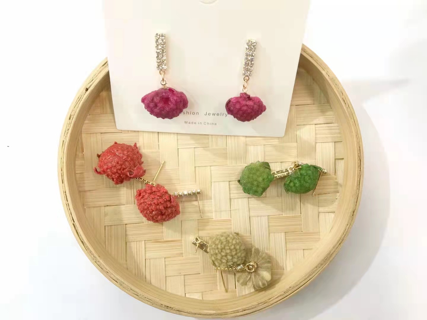 Natural irregular flower jewelry accessories, green ivy flower series earrings and pendants, diy accessory materials, semi-finished products pic 3