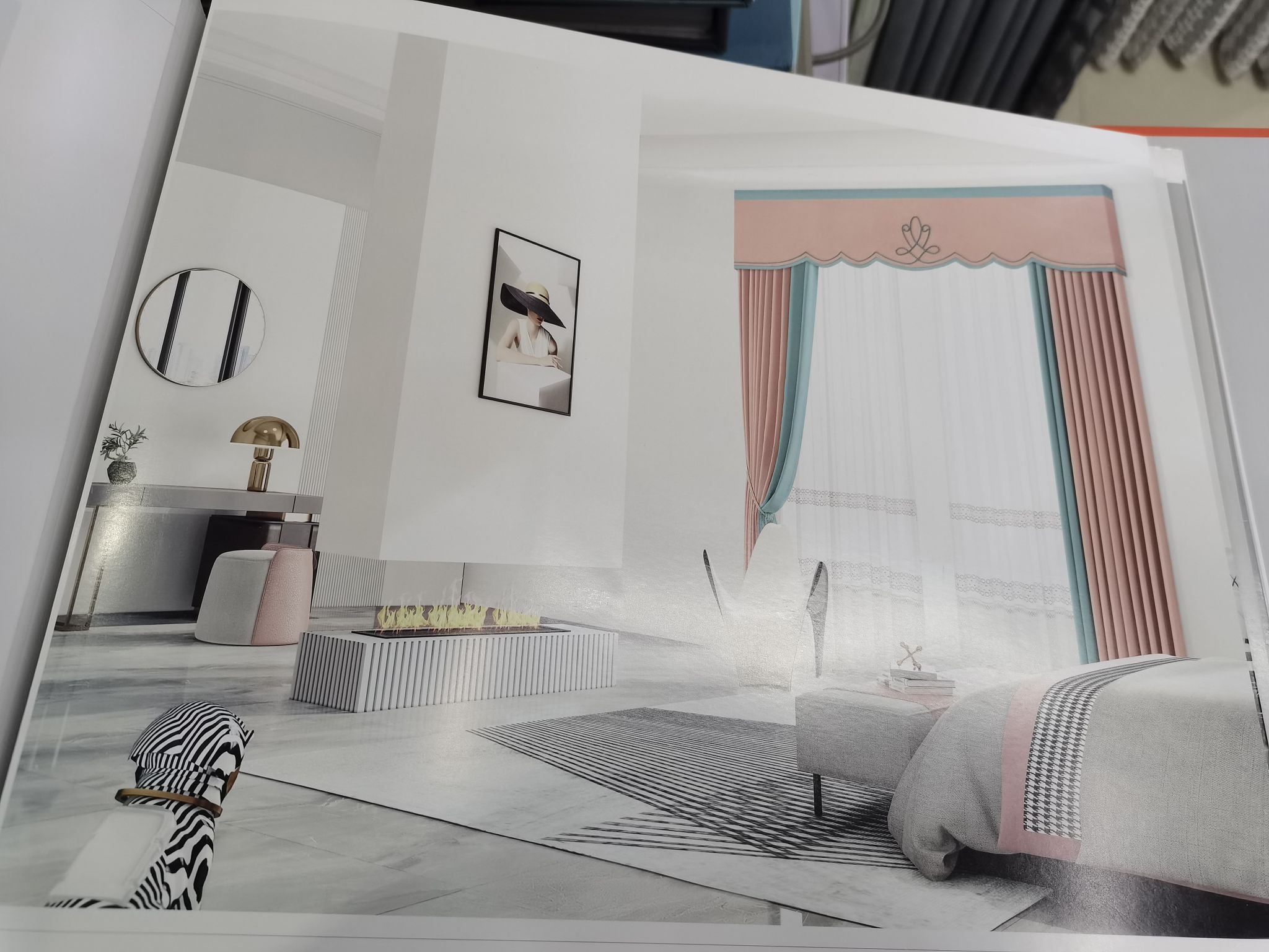 Double-sided cotton and linen jacquard seamless splicing, fashionable curtains in light pink for living room, bedroom and dormitory Specification image