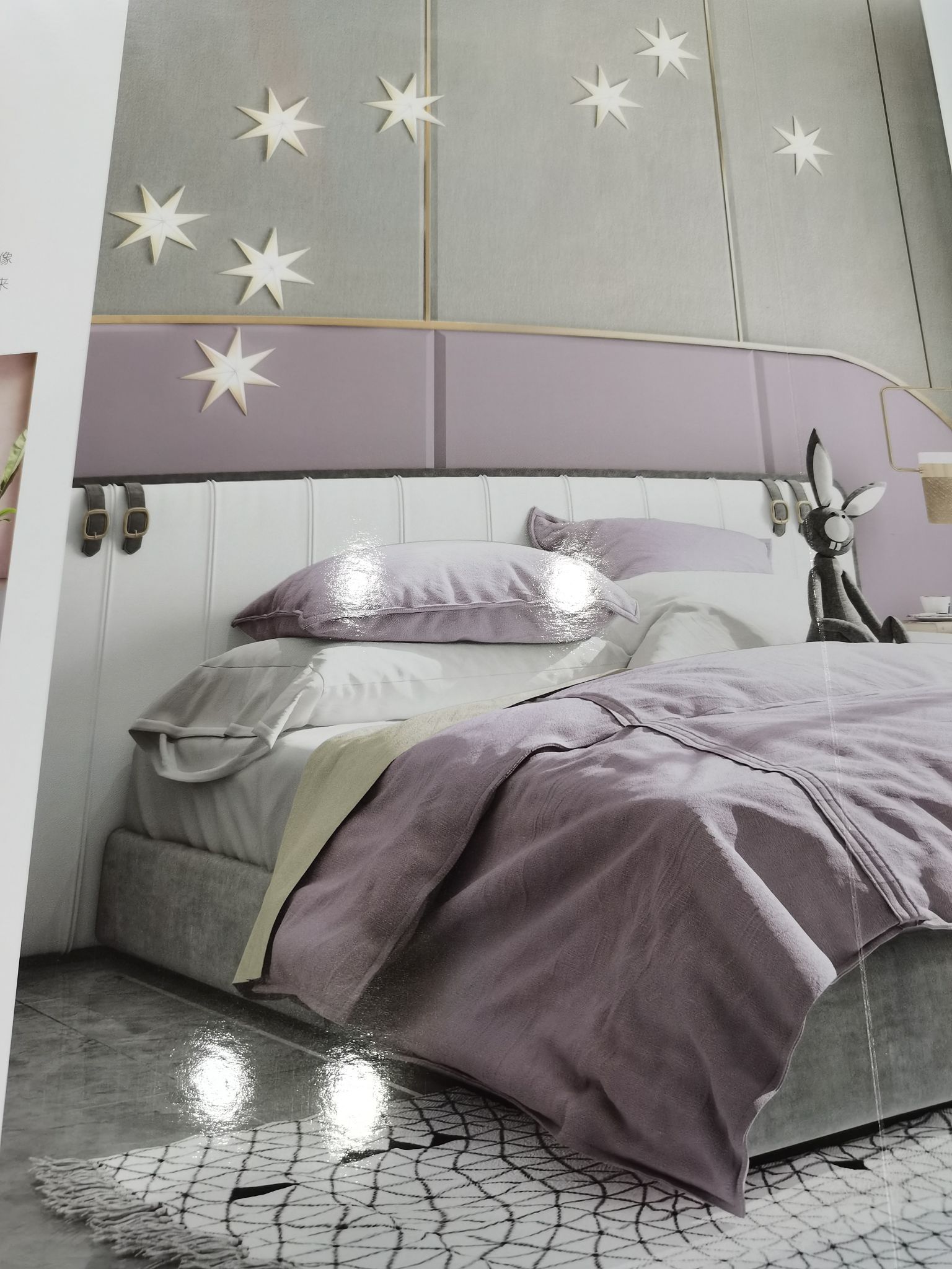 Double-sided cotton and linen jacquard seamless splicing, fashionable curtains in light purple for living room, bedroom and dormitory details Picture