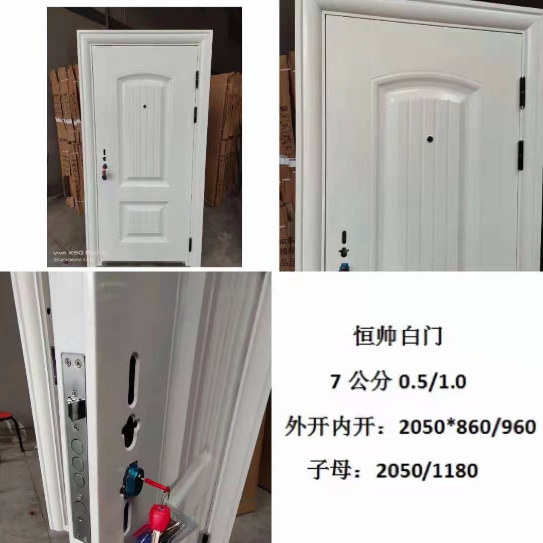 The white entrance door is pleasing to the eye details Picture