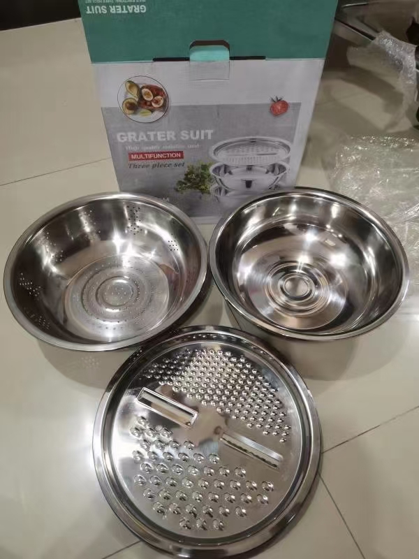 不锈钢刨丝盆多用刨丝盆家用洗菜盆沥水盆淘米漏盆详情图1