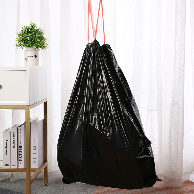 211208黑色家用抽绳垃圾分类袋一次性免撕抽纸式垃圾袋厨房塑料袋大号垃圾袋详情11