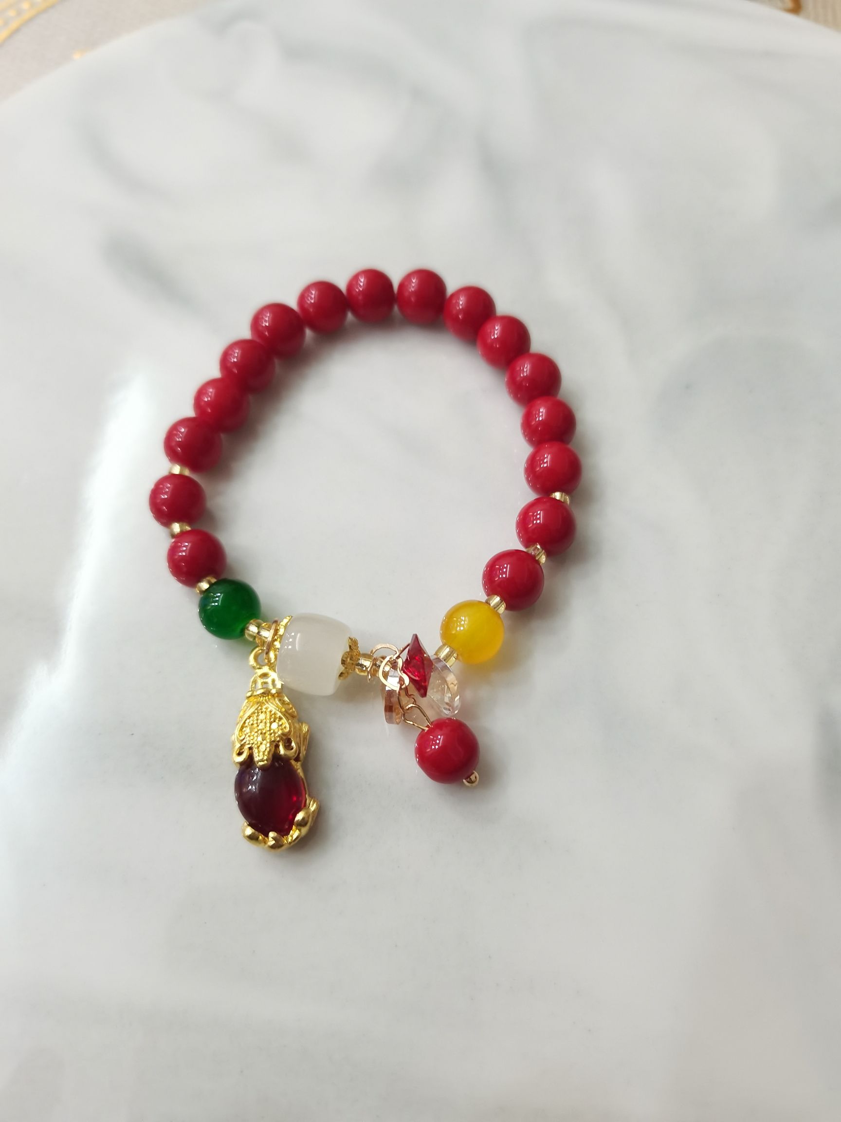 8厘红珠貔貅好运挂坠喜庆女生送礼手链饰品