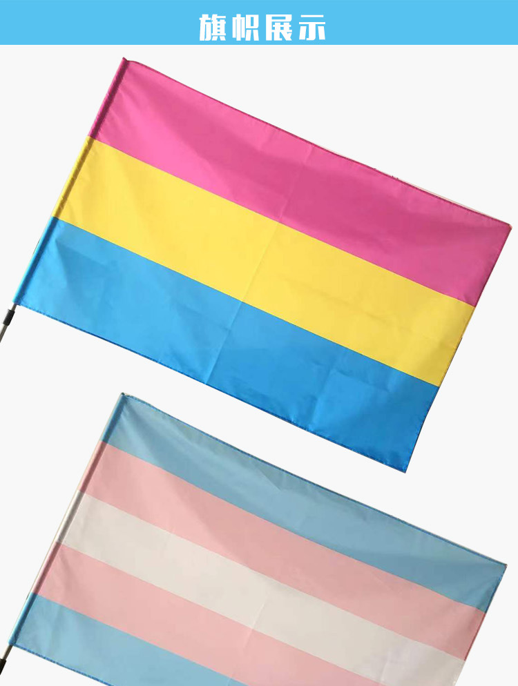 彩虹旗90*150cm双性恋LGBT非二次元同性恋旗帜 同志旗彩虹pride详情图7
