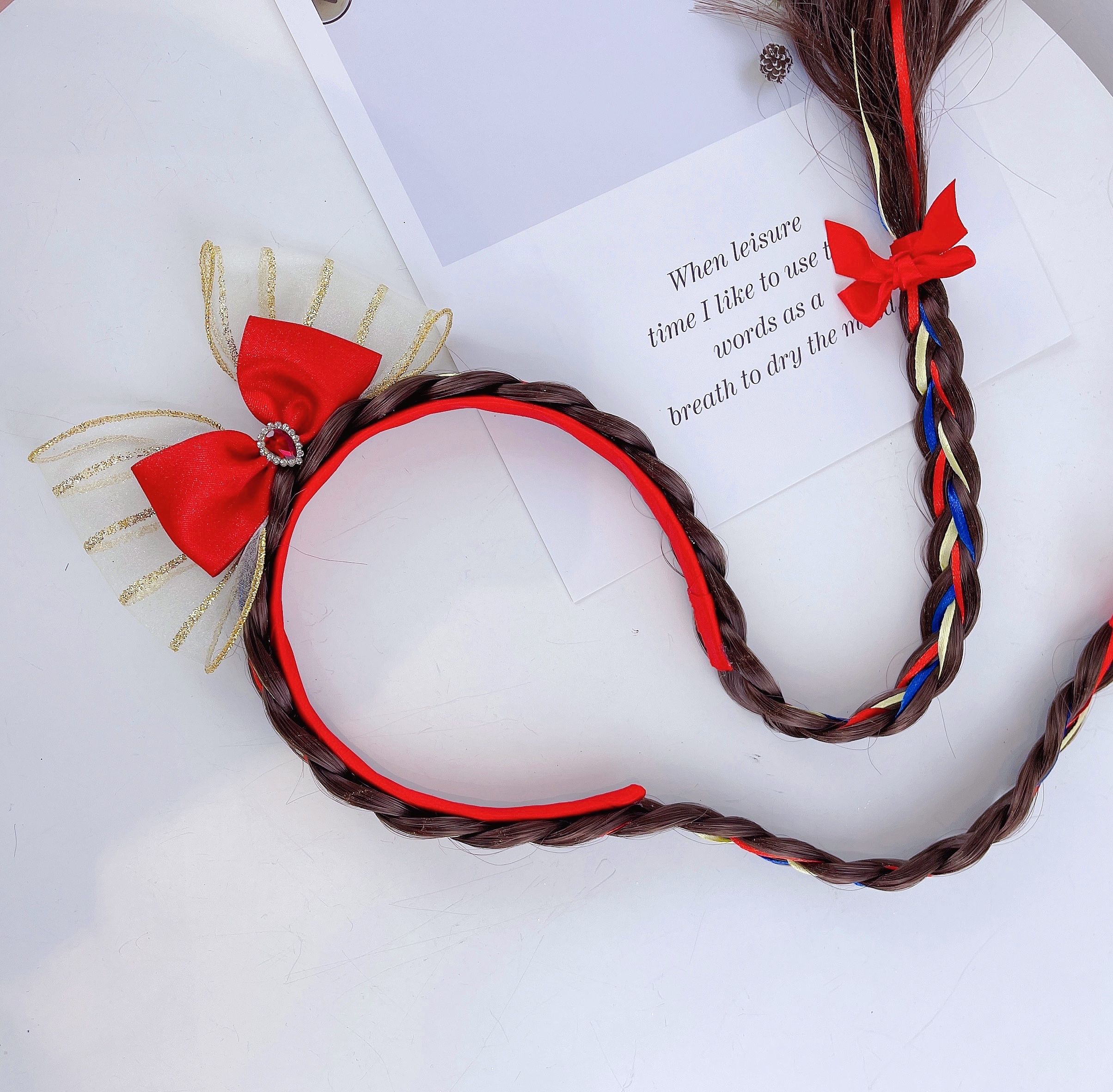 Snow White - Meteor Gauze Tied Double Braids Headband details Picture