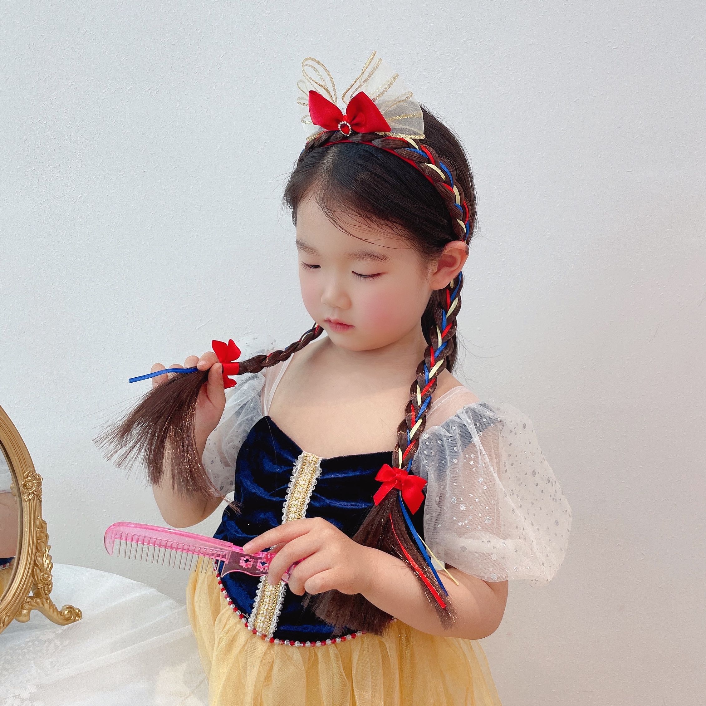 Snow White - Meteor Gauze Tied Double Braids Headband