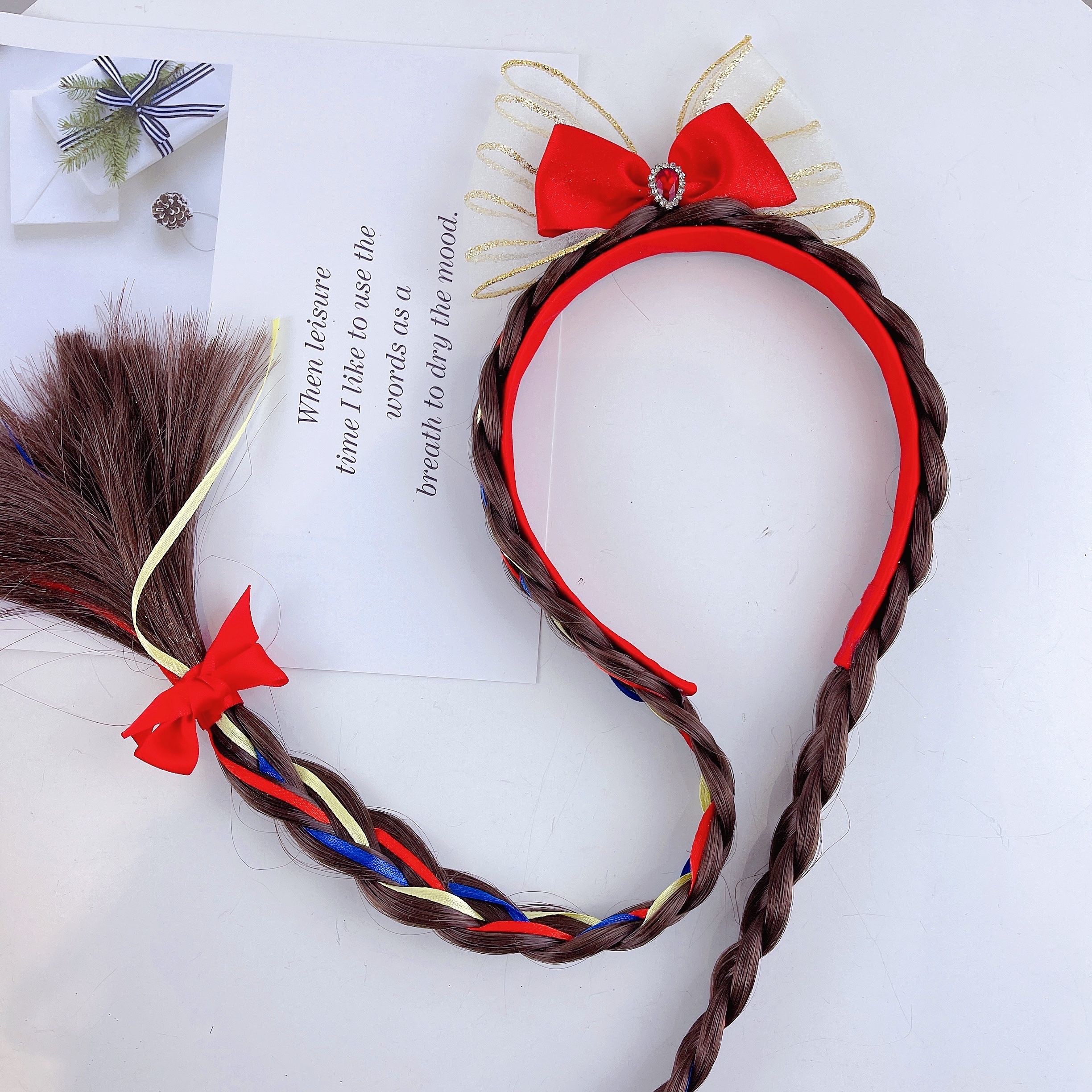 Snow White - Meteor Gauze Tied Double Braids Headband Specification image
