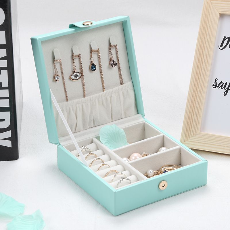 Single-layer PU simple jewelry storage box for export Specification image