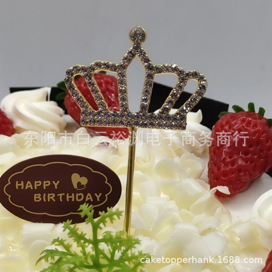 Row small crown metal cake insert, new full diamond cake insert, crown wedding birthday cake insert flag