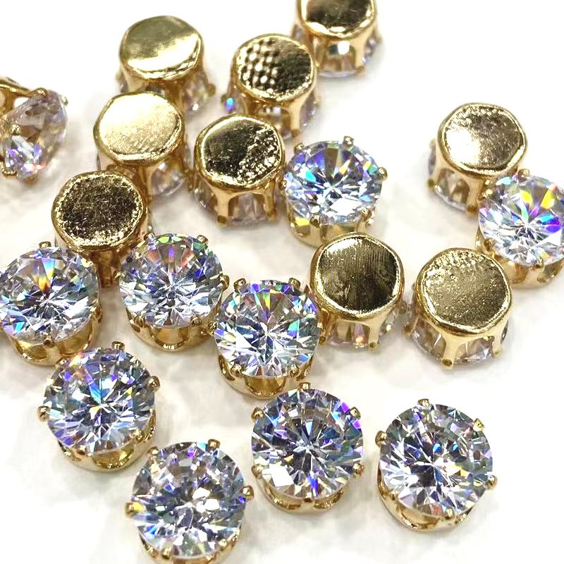 Zircon accessories, round zircon copper accessories, electroplated color retention, DIY nail art accessories, wedding dress, shoe and clothing accessories, pendants