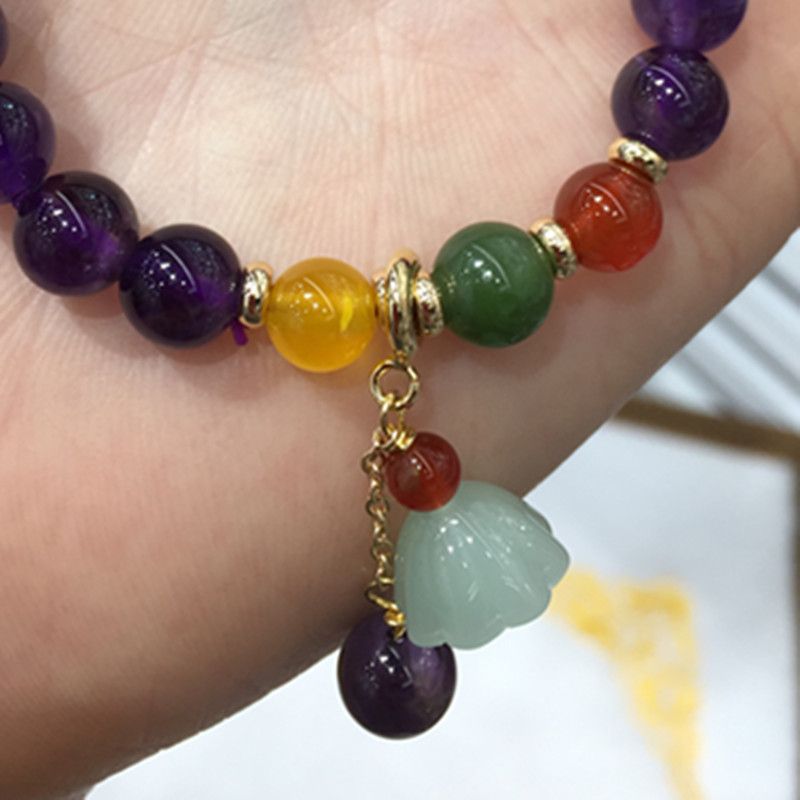 The surface of the bright crystal jewelry natural amethyst bracelet is smooth and glossy Item Picture