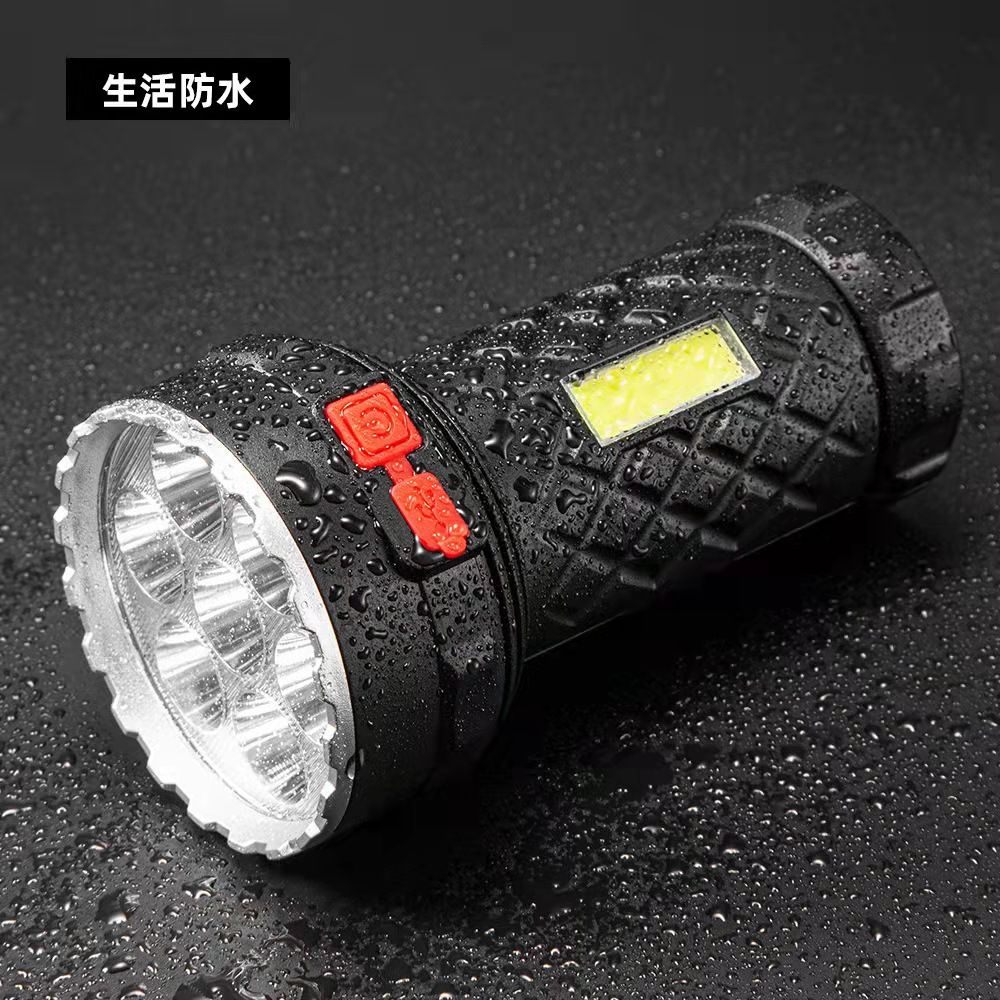7-lamp high-intensity flashlight, COB dual light source, outdoor night fishing, long-range shooting, USB rechargeable plastic household flashlight Specification image