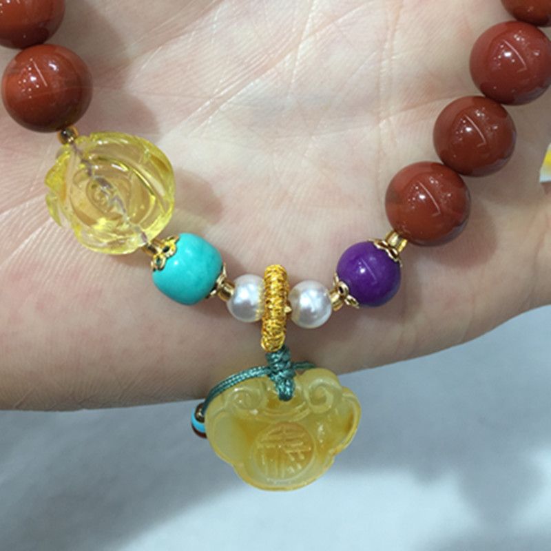 The Liangcai Jingzhu Bao natural Nan Hong bracelet has sufficient water head and a smooth and fine surface Specification image