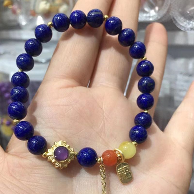 The surface of the bright crystal jewelry natural lapis lazuli bracelet is smooth and fine Item Picture