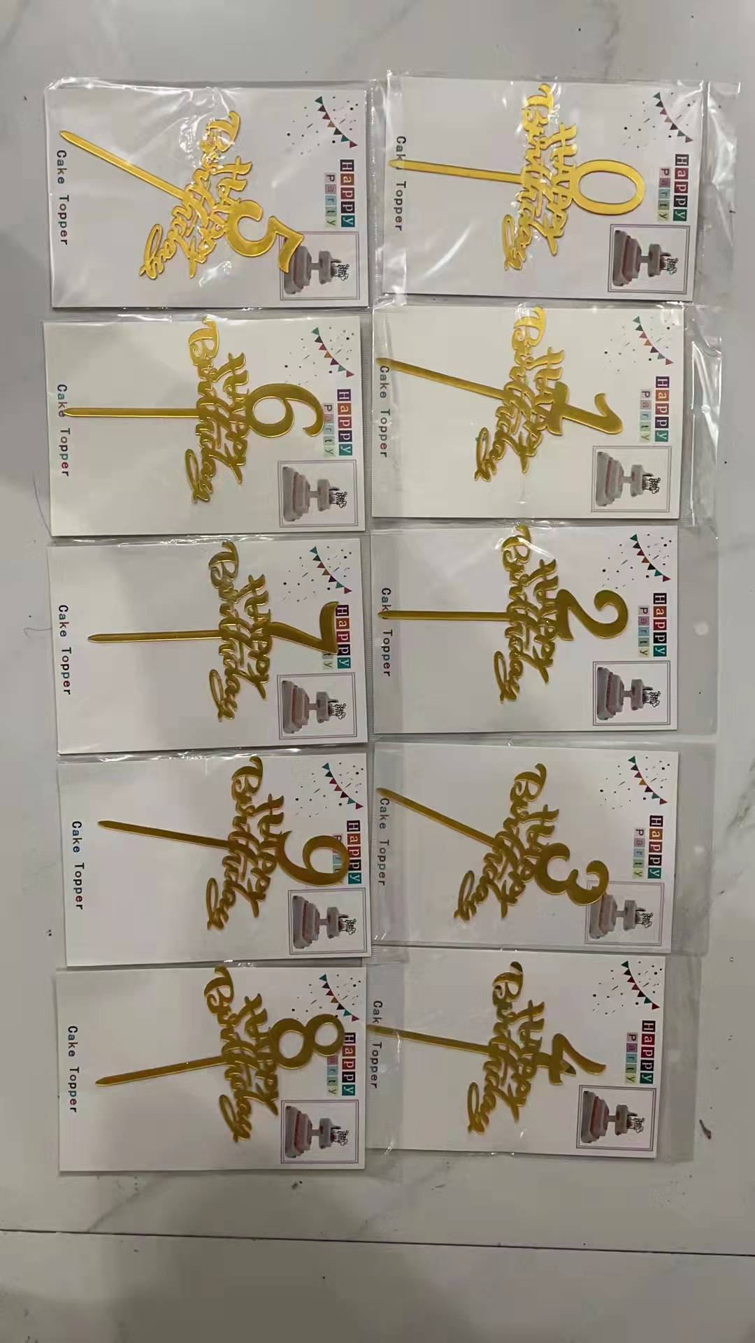 生日蛋糕装饰金色闪粉皇冠数字亚克力蛋糕插牌烘培甜品装饰插件4