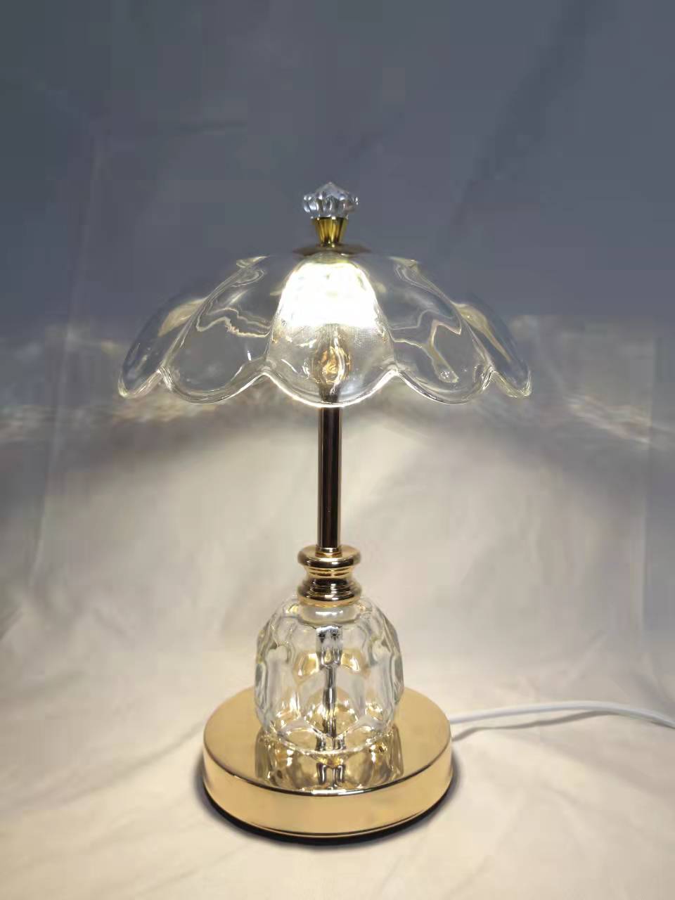 A glass crystal desk lamp with a night light Item Picture