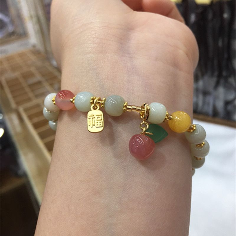 Bright Color Crystal jewelry, natural Hetian jade, Yanyuan agate bracelet