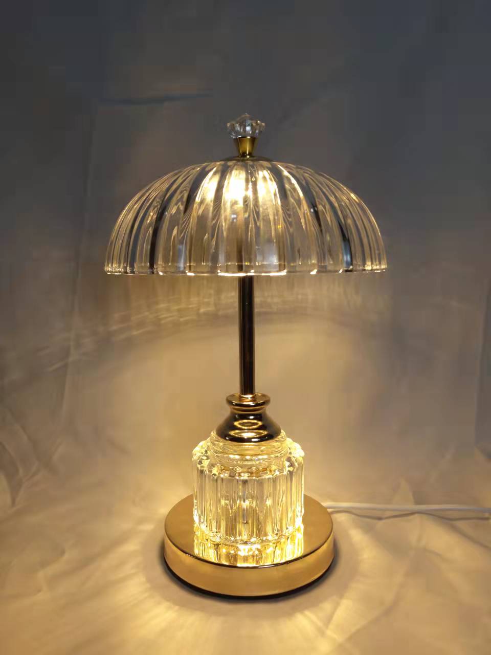 A glass crystal desk lamp with a night light Specification image