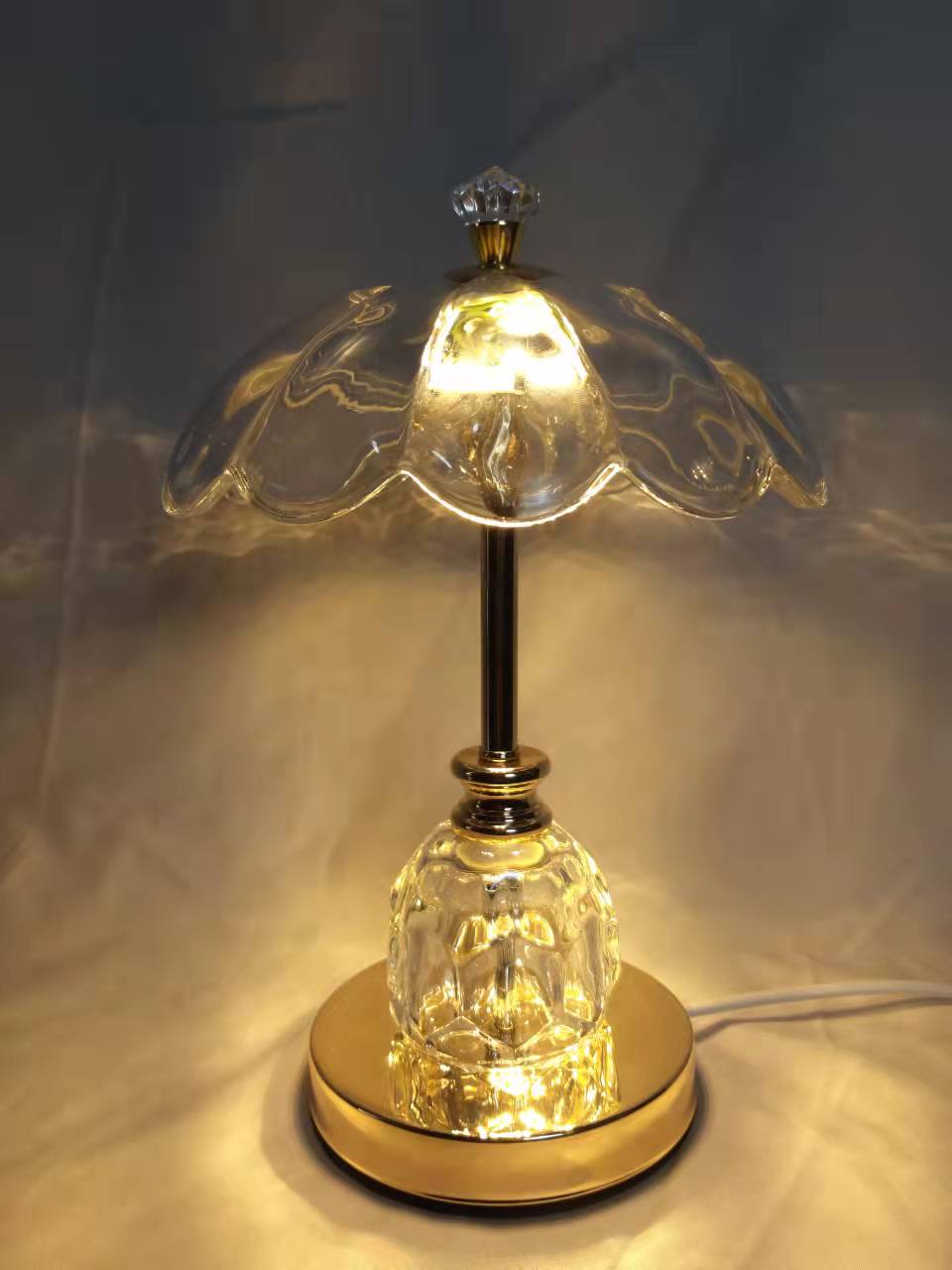 A glass crystal desk lamp with a night light Application Scenario