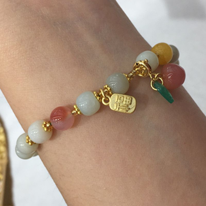 Bright Color Crystal jewelry, natural Hetian jade, Yanyuan agate bracelet details Picture