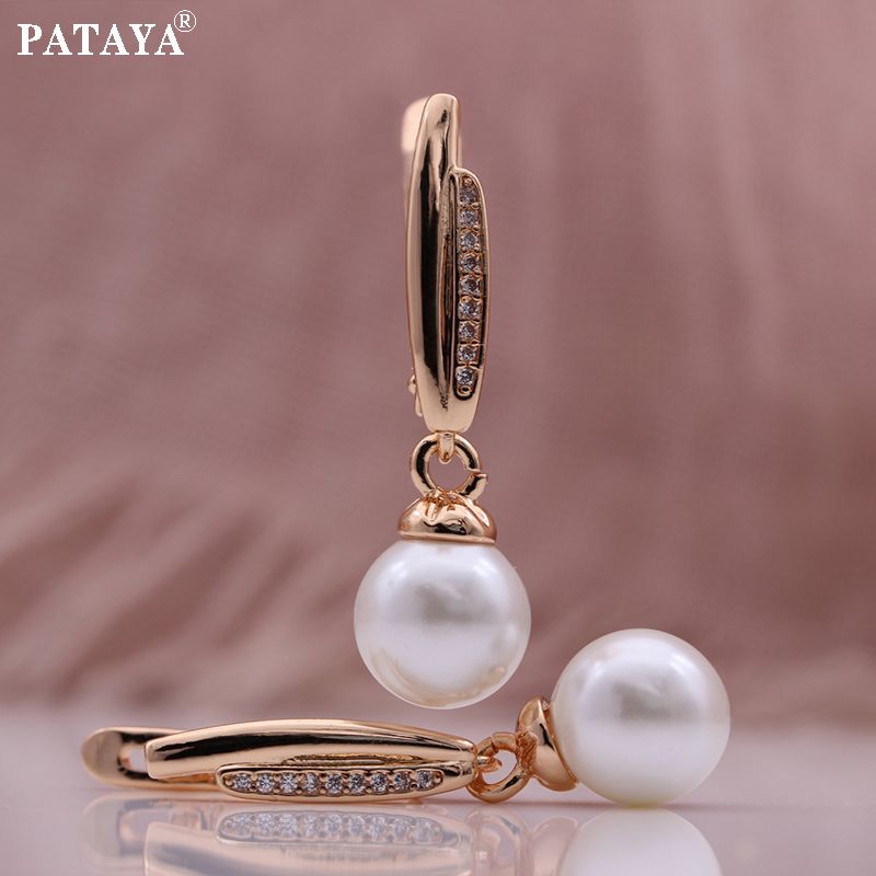 PATAYA585 Rose gold genuine gold electrochrotron color preservation plating cross-border direct supply artificial zircon pearl pendant earrings Application Scenario