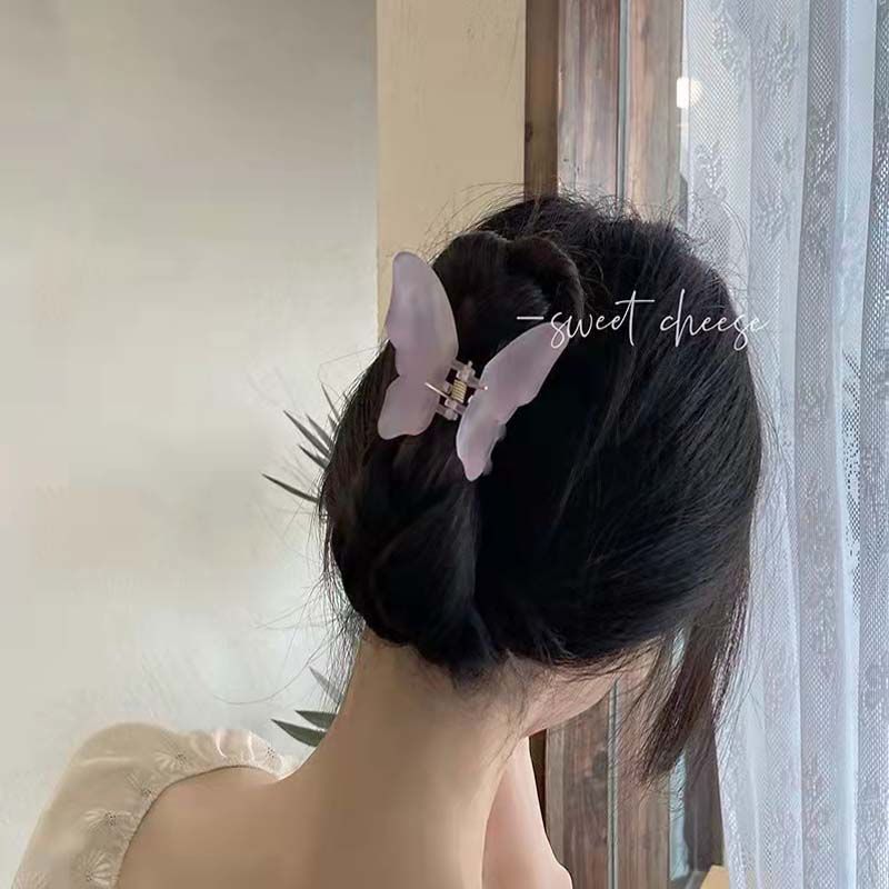 FLY1769 New 2022 Super Fairy Butterfly Semi-tied Hair Clip, Women's matte hair clip, small clip at the back of the head, shark clip headwear Specification image