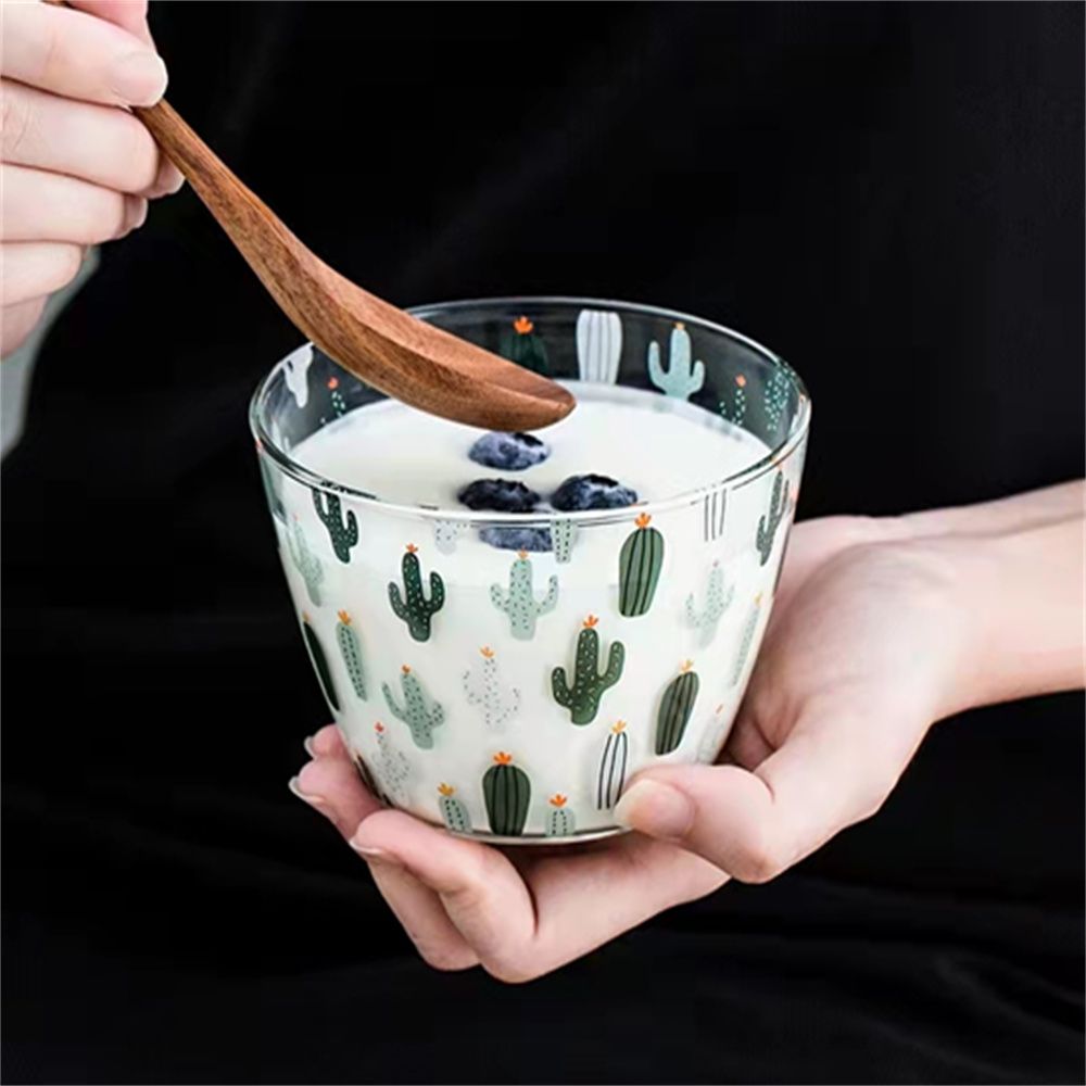 二哈水晶二哈水晶耐热轻食玻璃沙拉碗印花 水果家用创意汤碗 餐具水果沙拉碗