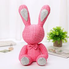 新款镶钻兔子公仔玩偶玩具网红皮质手工带钻娃娃客厅陈列摆件饰品