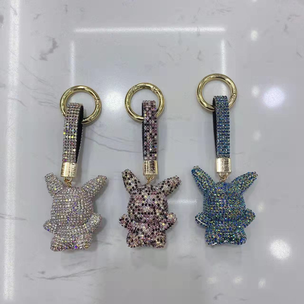 新款镶钻兔子公仔玩偶玩具网红皮质手工带钻娃娃客厅陈列摆件饰品11