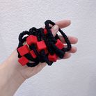 韩版新款简约大红方块小肠发圈时尚气质马尾头绳发扎发绳皮筋发饰